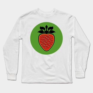 Strawberry Heart Berry Green Circle Indigenous WAWEZHI CANADA Long Sleeve T-Shirt